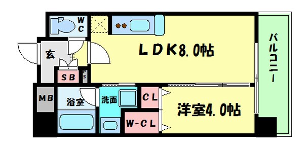 西長堀駅 徒歩1分 9階の物件間取画像